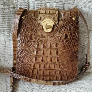 BRAHMIN Small Crossbody Croc Brown Leather Bag Purse